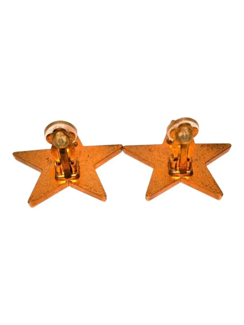 Chanel 01P CC Logo Star Black Gold Vintage Earrings Metal